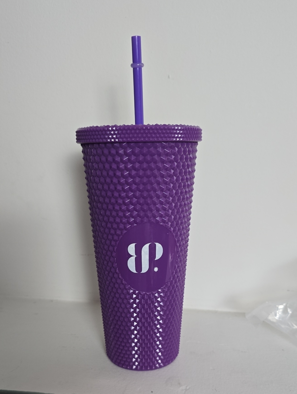 bp Purple Studded Cold Cup with Straw - Textured Party Tumbler